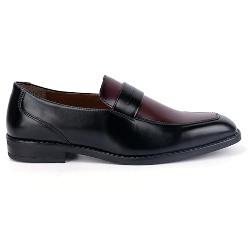 Image of LOUIS STITCH Men's Formal Shoes - Leatherette, Breathable Lining, Moccasins Style | Comfortable for Business, Casual, Parties | Double Tone Finishing (SXMCDS)