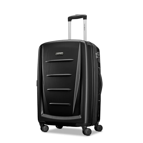 Samsonite Winfield 2 Hardside Expandable Luggage with Spinner Wheels, Brushed Anthracite, Checked-Medium 24-Inch