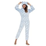 RONGTAI One-piece Women Robes with Star Plush Long Bathrobe for Women Warm Soft and Lightweight for Birthday and Holiday Gifts (Blue, S)