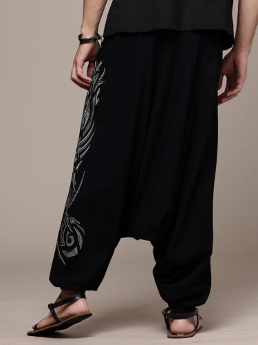 Image of The Veshti Company Printed Harem Pants for Men's Cotton Hippie Style Baggy Boho Yoga Pajama Pant with Pocket