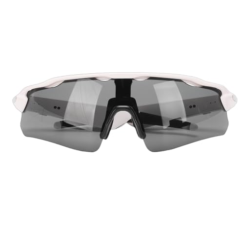 Jiawu Gafas de Sol Bluetooth para Hombres y Mujeres, Gafas Deportivas Inteligentes, Micrófono Integrado, Altavoces de Música y Asistente de Voz, para Ciclismo, Correr, Conducir (White)
