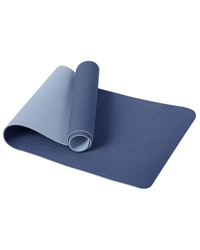 Good Nite Esterilla de Gimnasia Para Yoga, Esterilla de Fitness, Antideslizante, Esterilla de Entrenamiento, Estera Para Pilates, Con Correa de Transporte, 183 * 61 * 0,6 Cm (Azul Marino/Azul)