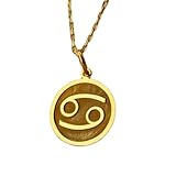 WORLD WIDE GEMS Collar de plata de ley 925 de 24 mm|Cadena de 45 cm|Collar con el signo del zodiaco Cáncer|Colgante para mujer|Joyería artesanal con baño de oro|WW_PNK_0972