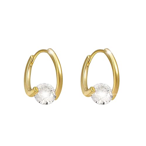 Pendientes de aro hipoalergénicos de plata de ley 925 para mujer, diseño de hélice, transparentes, con clip, para boda, novia, regalo para su madre, tragus, ligeros, elegantes, gruesos, con perlas