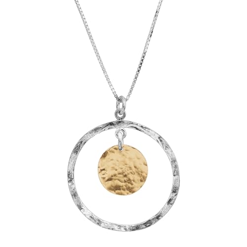Silpada 'Marbella' Two-Tone Disc Pendant in Sterling Silver with Gold-Plating, 18