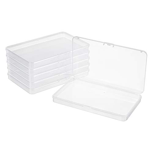 Image of BENECREAT 6 Packs 7.5x4.5x0.6 Inch Large Clear Plastic Box Organizer Retangle Storage Box for Extra Photos, Cards