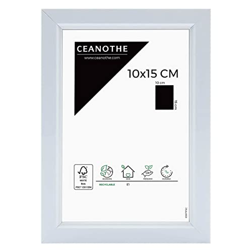 IMAGINE Cadre Photo Blanc 10x15 cm - Cadre pour Photo 10x15 cm Convient au A6 et Carte Postale – Marque Française – Cadre Photo Primo Blanc 10x15 cm - Cadre Résine Recyclée
