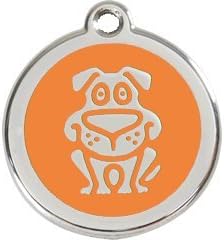 Red Dingo Custom Engraved Dog ID Tag - Smiling Dog Large/Orange