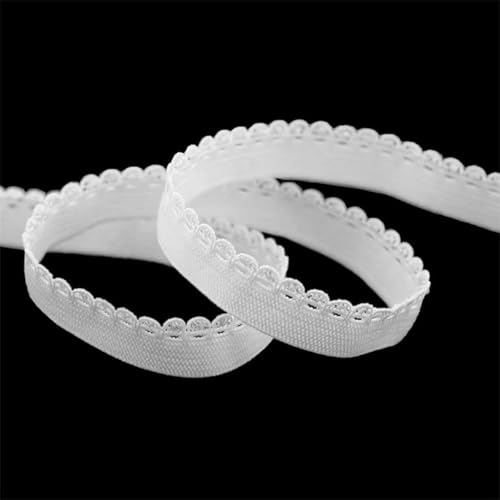Banda elástica de licra decorativa con encaje con volantes para costura de lencería, accesorios de costura de 5 a 10 yardas, 3/8' y 10 mm, correas para bolsos, accesorios novedosos de costura, color
