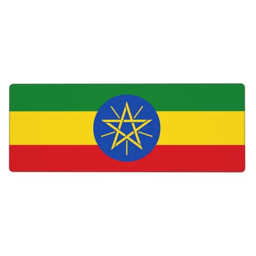 KKAFGBV Grand tapis de souris de jeu imprimé drapeau de l'Éthiopie - 11,8 x 31,5 pouces antidérapant et imperméable pour clavier, ordinateur