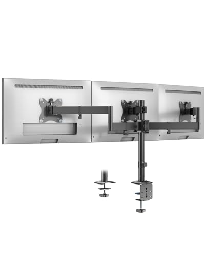 Triple Monitor Mount,3 Monitor Desk Mount Fits 13-27 inch Screens,Triple Monitor Stand Fully Adjustable with Cable Management,22 lbs Weight Capacity per Arm,VESA 75/100mm