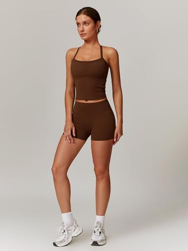 Women's Yoga Outfits Backless Strappy Sports Bra and High waisted hip-lifting shorts Matching workout set4