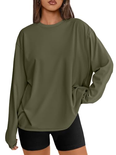 Trendy Queen Womens Oversized Long Sleeve T Shirts 2025 Basic Crewneck Tee Fall Tops Casual Workout Y2K Clothes