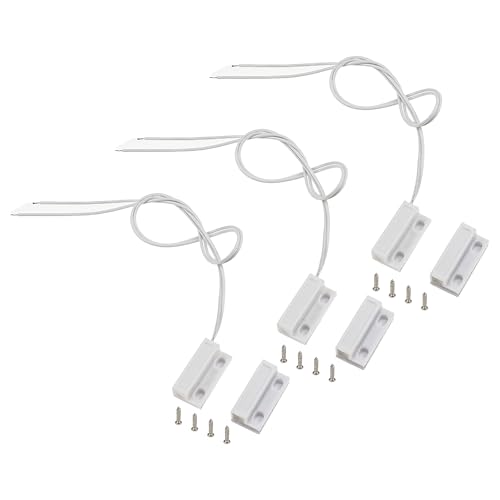 A-DIGISHUO 3PCS MC-38 Wired Security Window Gate Contact Sensor Alarm Surface Mount Magnetic Reed Switch Magnetic Door Sensor Normally Closed (conducted together)