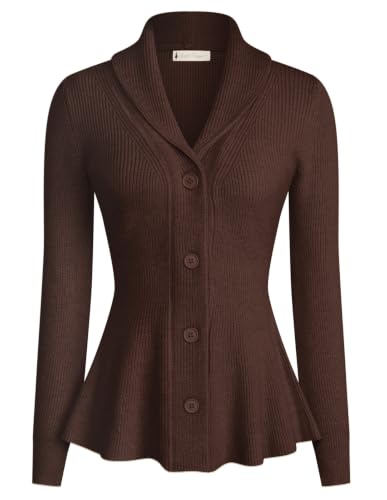 Image of Belle Poque Women Vintage Cardigan Sweater Shawl Lapel Button Down Sweater Outwear Coat