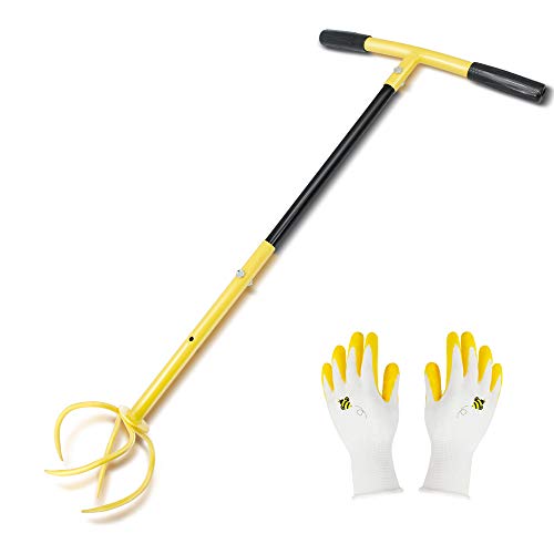 Hortem Twist Tiller Removable, Hand Garden Claw Cultivator with Durable Steel Shaft Tines and Comfortable Handle 30