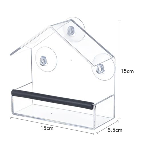 Image of Transparent Window-Side Feeder Feeder Easy to Install Suction Cup Bird Feeder for Balcony, Garden House Shape a W