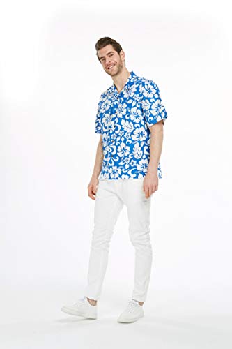 Image of Hawaii Hangover Family Matching Clothes, Classic Vintage Hibiscus Blue | Family matching Hawaiian outfits, Classic Vintage Hibiscus Blue, 100% cotton, machine washable, tropical floral print, luaus