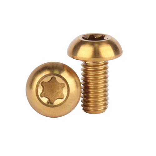 Image of 6PCS Titanium Bike Screw M5x10mm Bicycle Disc Brakes Rotor Bolts Torx T25 Head (Gold)
