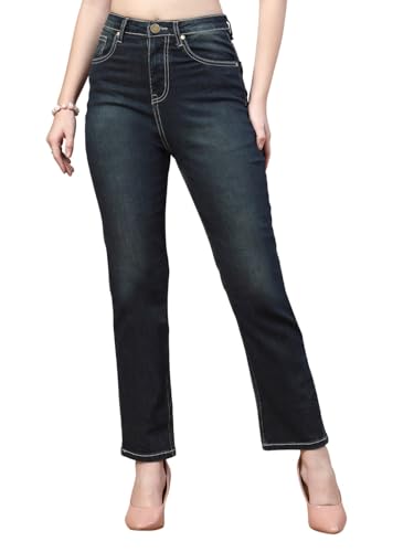 Image of Style Quotient Women Tinted Blue HIGH Rise Straight FIT Jeans