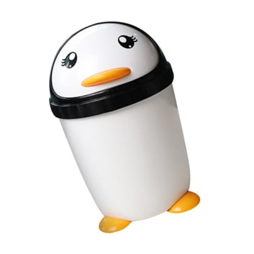 FUNOMOCYA Papelera De Plástico Con Tapa Abatible Diseño Para Coche Oficina Hogar Cocina Oficina Base Estable Color Negro y Blanco