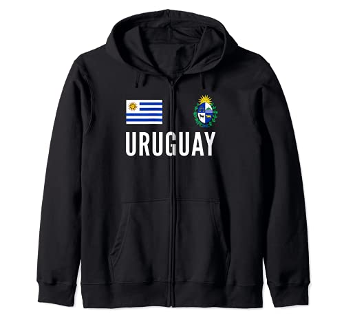 Uruguay Soccer Jersey Football Fan Support Zip Hoodie, Black