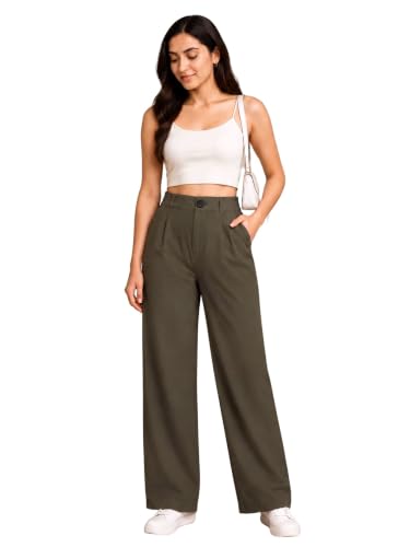 Image of Womens NS Lycra Korean High Waist Straight Pants