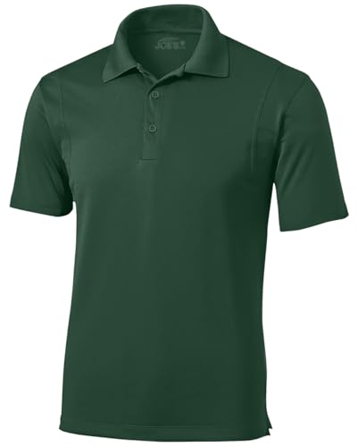 Joe's USA Mens Moisture Wicking Micropique Golf Polo-Large-Forest Green