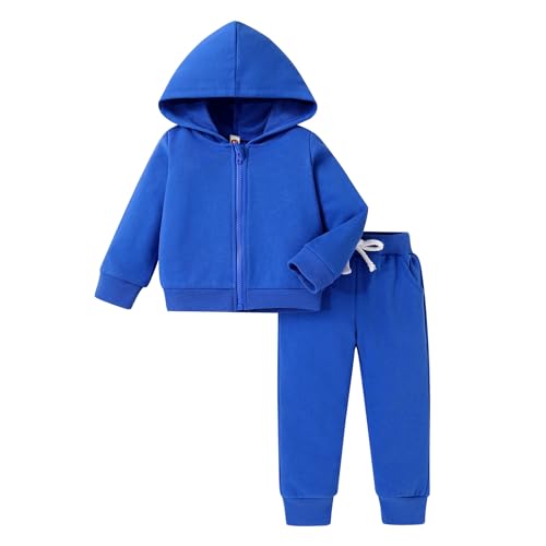 Happy Town Baby Clothes for Girls Boy Solid Color Zipper Hoodie and Sweatpants Outfits Fall Winter Toddler Sweatsuit