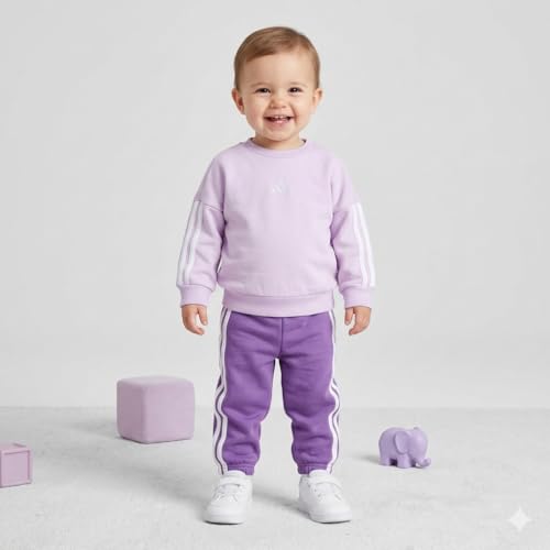 adidas Unisex - Bimbi 0-24 ESSENTIALS JOGGER, ice lavender/white, 9-12 Months