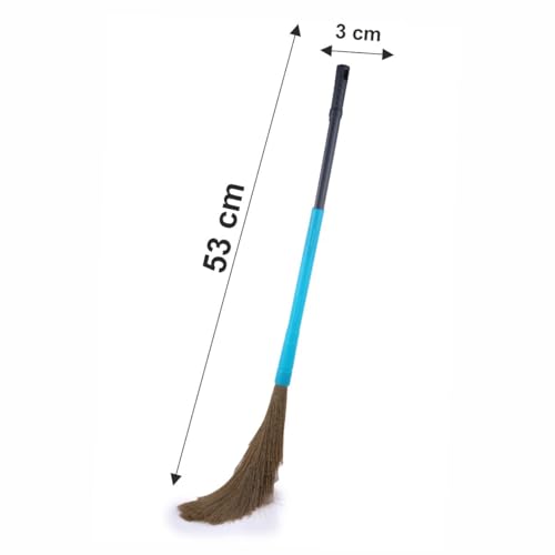 Image of Homeor No-Dust Broom with Adjustable Long Handle for Easy Floor Cleaning, Washable Broom, 1 Piece, Blue