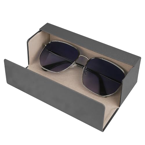 Image of Linkidea Oversized Sunglasses Case, Large Frame Glasses Case for Sunglass, Eyeglasses Travel Bag Compatible with D1OR Diorbay S1U Prada PR 59WS PR 63XS Prada PR 56YS (Grey)