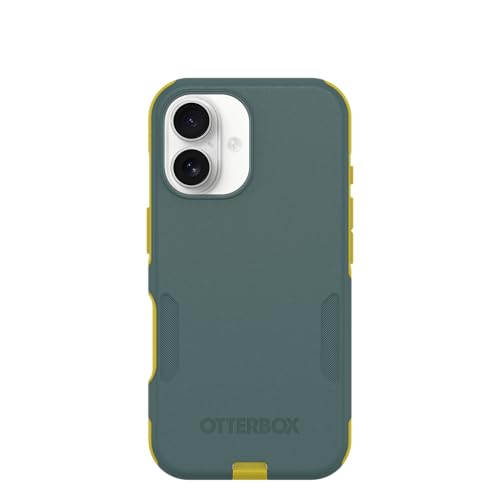 Image of OtterBox iPhone 16 (Only) - Commuter Series MagSafe Case - Ocean Sunrise (Green & Yellow) - Built-in Magnets - Slim & Tough - Pocket-Friendly - with Port Protection