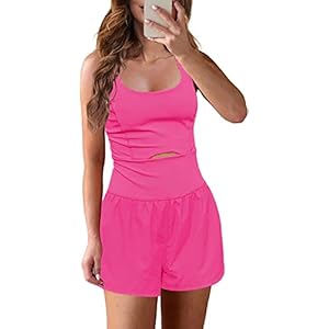 Hotexy Womens Workout Athletic Romper Padded Bras One Piece Exercise Jumpsuit Gym Clothes With Back Zipper Pocket - immagine 5