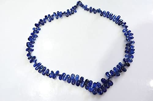 Kyanite bleue briolette poire lisse pour création de bijoux fils de 45 cm