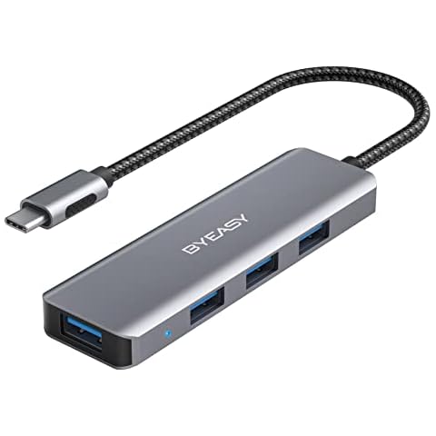 BYEASY USB C Hub 4 Ports - USB Hub for Laptop USB C to USB Multiport Adapter with Power Port - USB C Splitter Compatible for USB C Laptops MacBook Pro MacBook Air and Other Type C Devices Cover