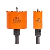 VIKITON Door Lock Installation Kit, with 1 inch Hole Saw (1.5 inch Depth) & 2-1/8 inch Hole Saw (1.5 inch Depth), for Drilling Wood and Metal Door, Installing Deadbolt and Knob, Orange