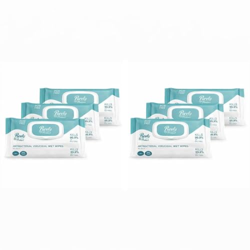 Purely Protect Antibacterial & Virucidal Wet Wipes | Biodegradable, Plastic‑Free, Eco‑Friendly Cleaning Wipes | For Home, Office, Workplace & Industrial Use (6 Packs of 100)