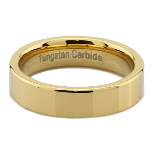 Tungsten Carbide Flat Pipe Cut 5mm Mirror Polished, Gold or Rose Gold Wedding Band COMFORT FIT Ring3