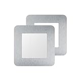 KUKUJIWA 2PCS Light Switch Cover Plate Surrounds Silver, Finger Wall Plate Frame for Standard UK Switches (8.6x8.6cm), Self-Adhesive Home Decoration & Protection (14.6x14.6cm)