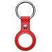 Huryfox Étui de Protection avec Attache en Métal Compatible avec AirTag Le Porte-Clés en Cuir Accessoire Résistant Aux Rayures de Support de Recherche- Rouge