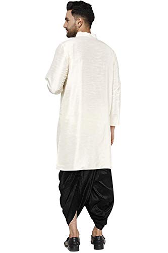 Kurta Dhoti de seda exclusiva conjunto Royal Kurta de caballero en blanco 2