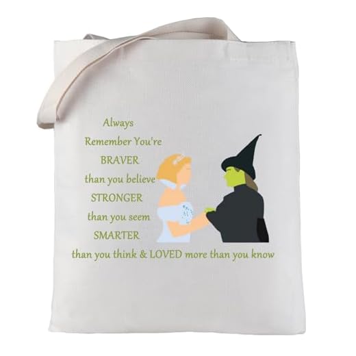 LEVLO Elphaba And Glinda Cosmetic Make Up Bag Musical Theatre Lover Gift You Are Braver Stronger Smarter Than You Think Makeup Zipper Pouch Bag (Elphaba And Glinda Tote)