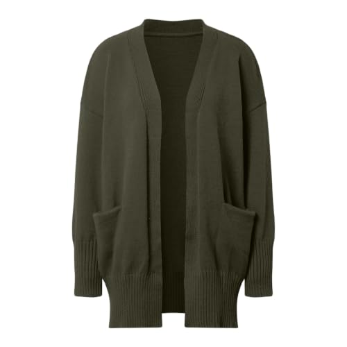 GOSEAGOTOFUN Oversized Cardigans for Women Knit Long Cardigans Lightweight Open Front Sweater Casual Loose Fall Outerwear Army Green Small - image 3