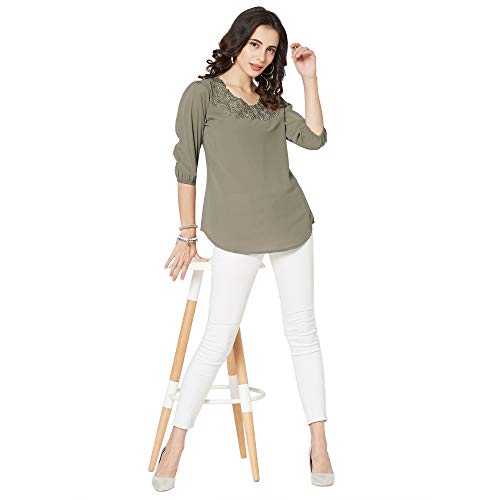 Image of GO-4 IT Women's Top with Cutwork Embroidery in Neck