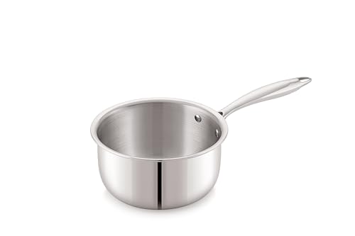 Image of Anjali Tattva Triply Stainless Steel Sauce Pan- 1500ml with SS Lid Heavy-Duty Triply Base Induction & Gas Compatible Even Heat Distribution-TVTSPL16