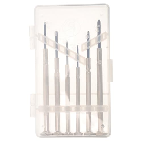 Ipetboom Juego De 6 Piezas mini destornillador bits reparar cabeza plana departamento llave mirar destornillador de gafas destornilladores de anteojos acero carbono Silver