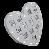 Toyvian Marco de Fotos para Ñiño de 12 Meses con Luz LED en Forma de Corazón, Tamaño 33.5x32 Cm, para Colgar Pared y Registrar Crecimiento Mensual, Decoración Infantil Adecuado