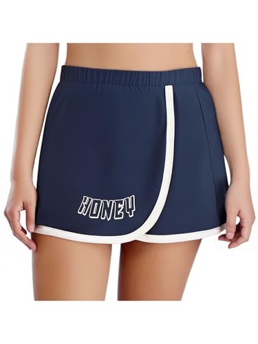 Kids Girls Letter Printed Sports Tennis Glof Skirt Athletic Skort Running Training Dresses with Shorts