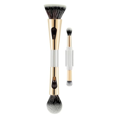 4 in 1 Travel Makeup Brush Set – Foundation, Powder, Eyeshadow & Flat Brush | Compact Portable Brush Kit with Soft Bristles for Women & Girls